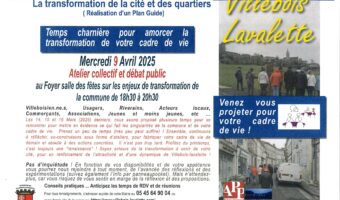 Plan guide Villebois-Lavalette. Réunion publique Mercredi 9 avril à 18h30 Salle des fêtes de Villebois-Lavalette